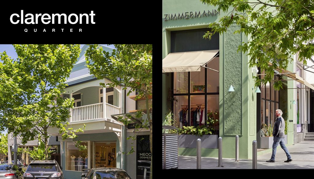 Claremont Quarter shopping area storefronts