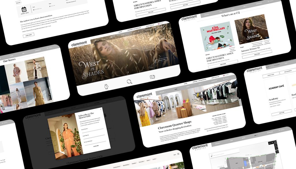 Claremont Quarter website design layouts