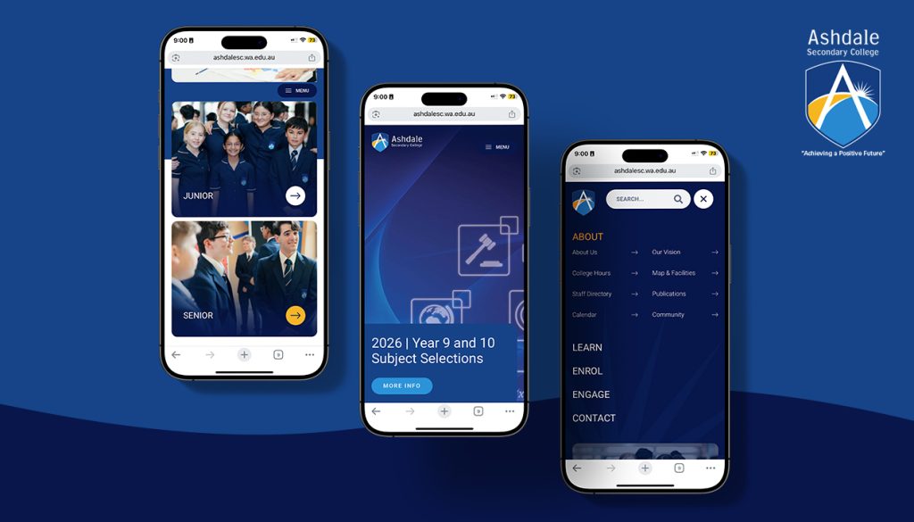 Display of Ashdale Secondary College's mobile website