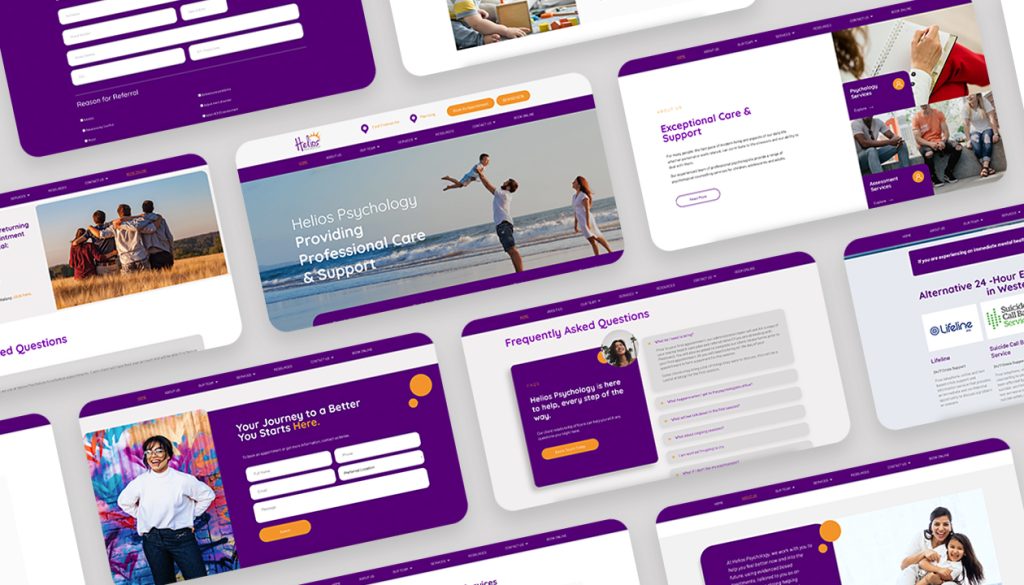 Helios Psychology website design layout