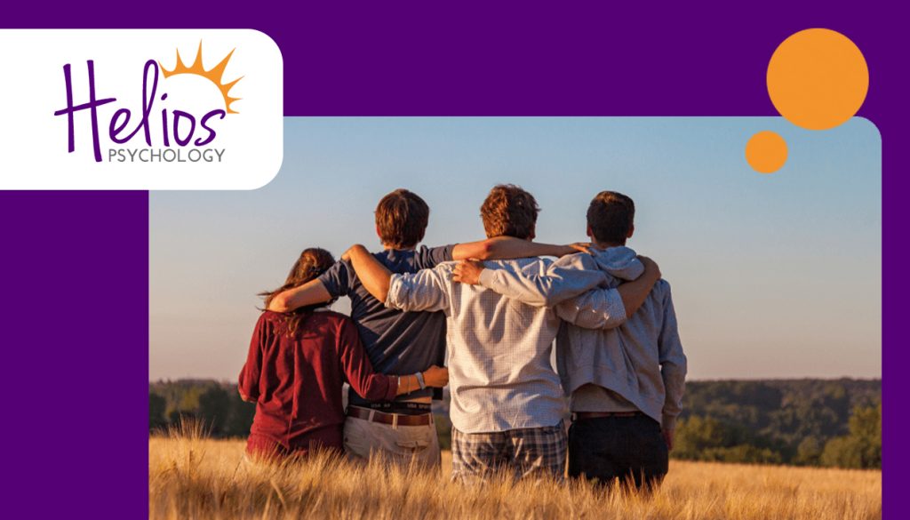 Helios Psychology group embracing outdoors