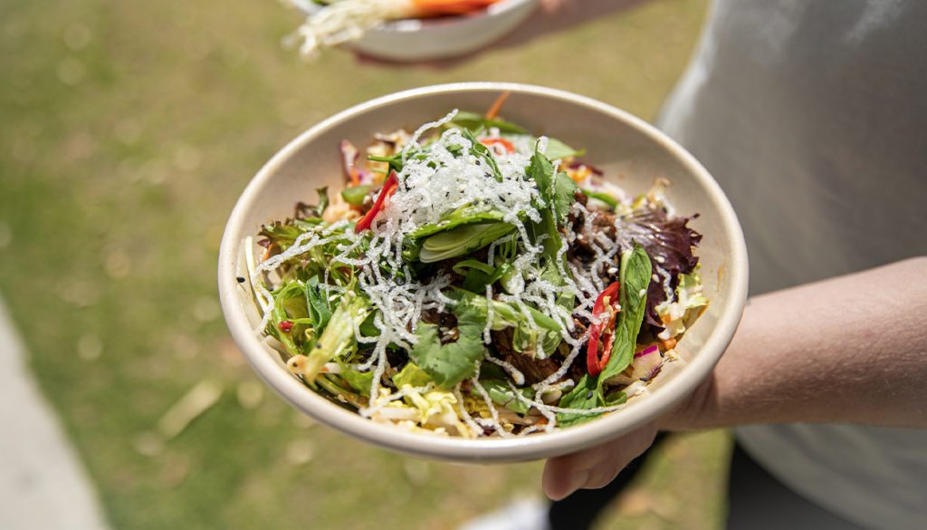 Fresh salad with greens outdor