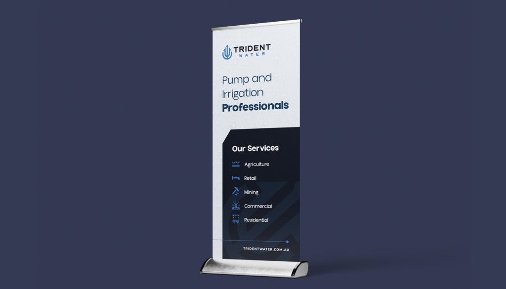 Trident Water promotional standing banner