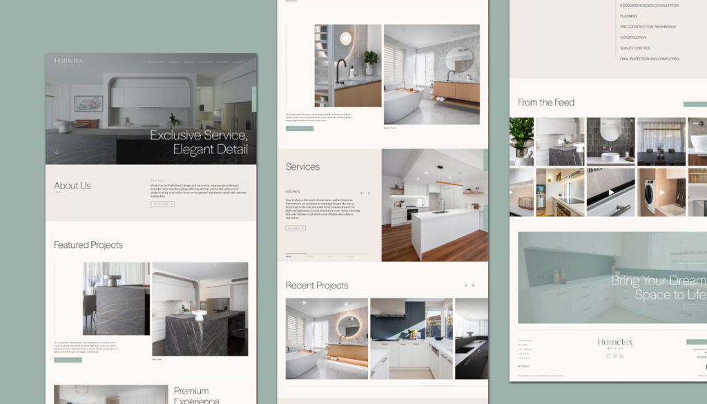 Interior design website layout preview
