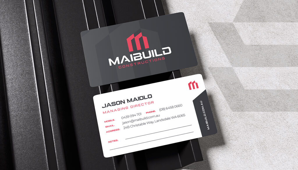 Maibuild Constructions business card mockup