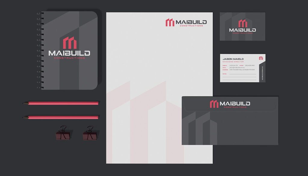 Maibuild Constructions stationery branding set